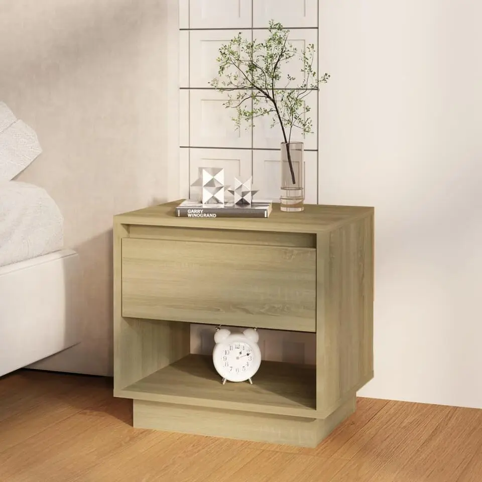 vidaXL - Nachtkastje - Beige - Bewerkt hout