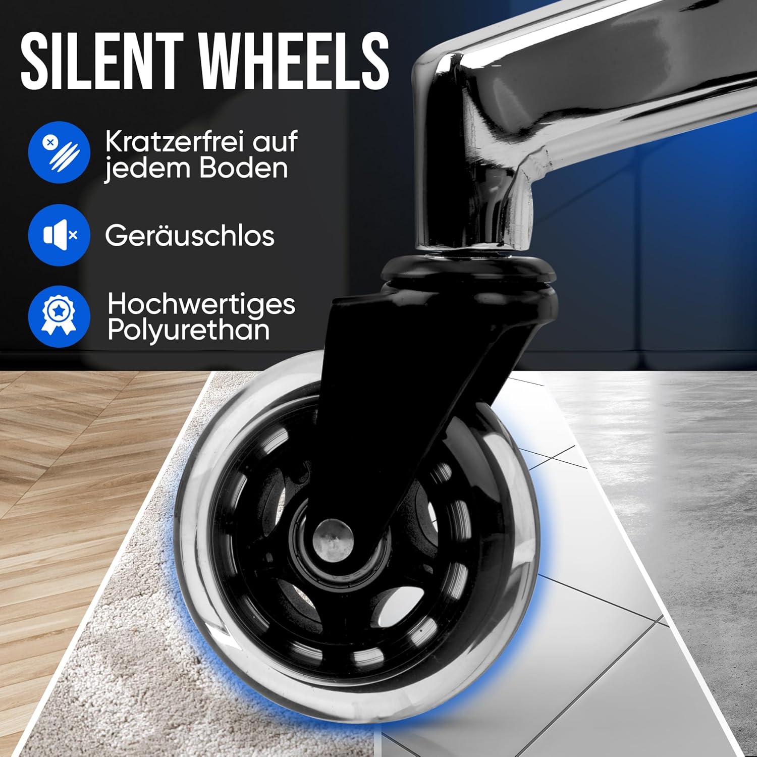 Bürostuhl Ergonomisch [TESTSIEGER] Kratzerfreie Rollen Atmungsaktiv | Ergonomischer Schreibtischstuhl | Büro Stuhl 150 kg Belastbar | Computerstuhl | Drehstuhl | Home Office Chair Ergonomic
