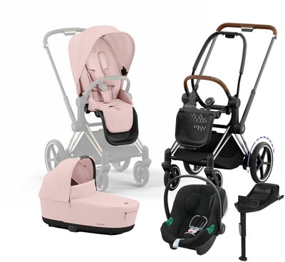 Cybex e-Priam Duovogn inkl. Aton B2 & Base, Peach Pink/Chrome Brown