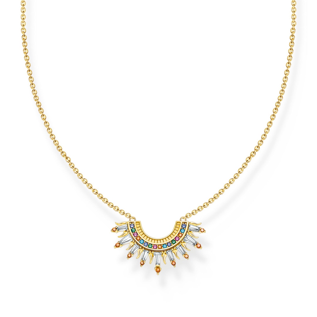 Thomas Sabo Festival Kette mit Sonnenstrahlen und bunten Steinen vergoldet