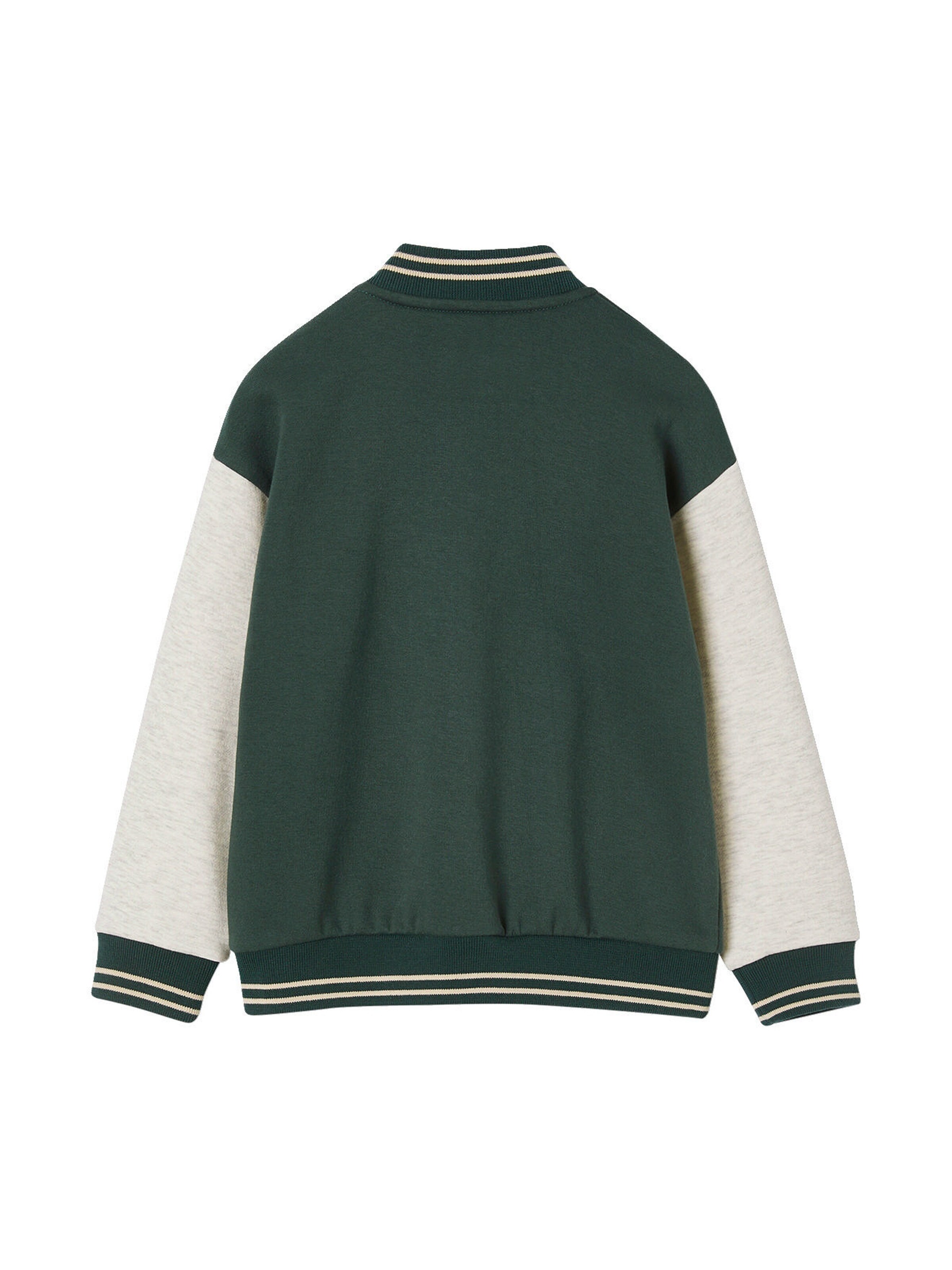 Vertbaudet Jungen College-Sweatjacke mit Aufnäher tannengrün