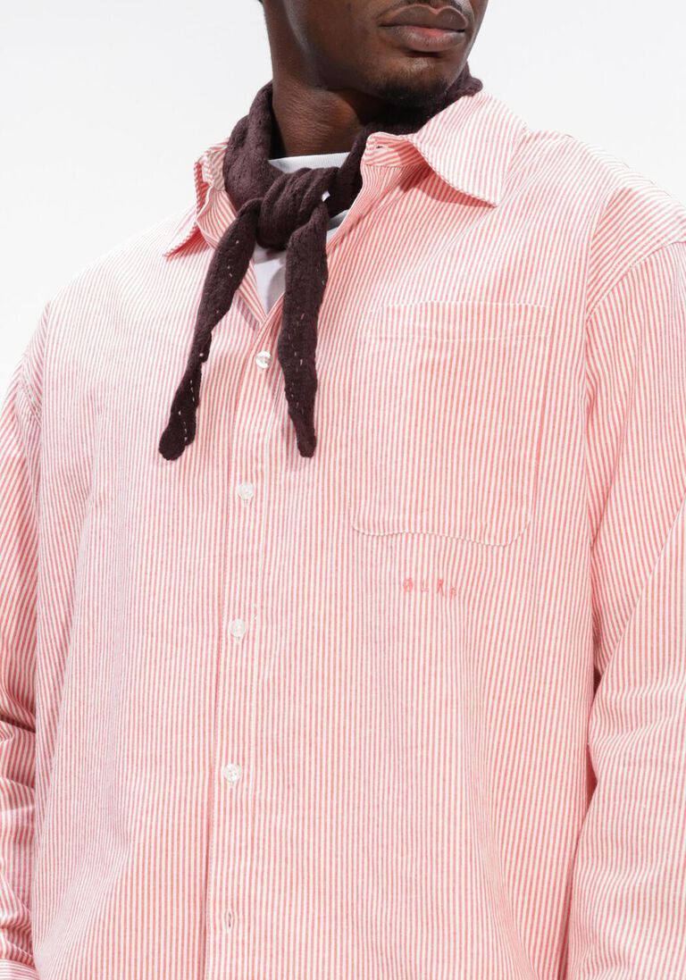 oranje olaf hussein casual overhemd oversized stripe oxford shirt