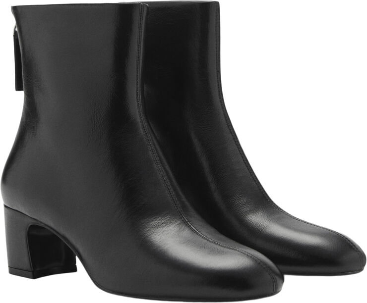 MANGO Zipped leather ankle boots Black