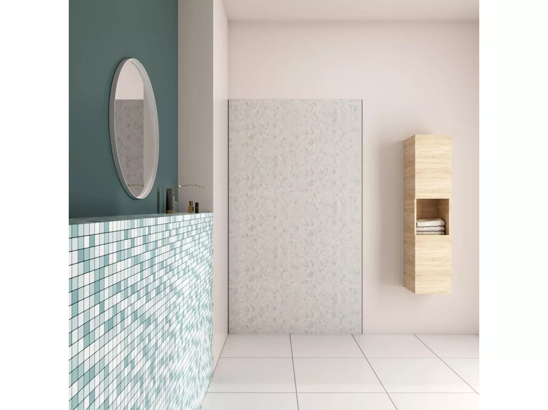 AICA Panneau mural de douche Béton gris 90x210cm,Panneaux muraux salle de bain habillage mural aluminium