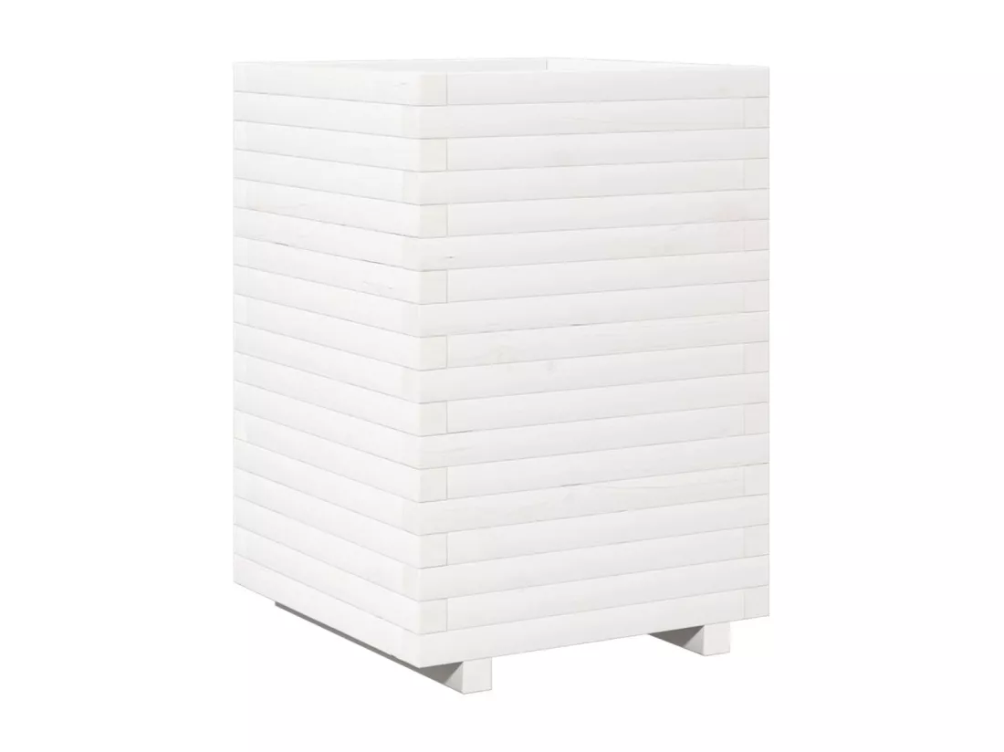 Jardinière bac lit surélevé bois blanche 50 x 50 x 72 cm 02_0037677