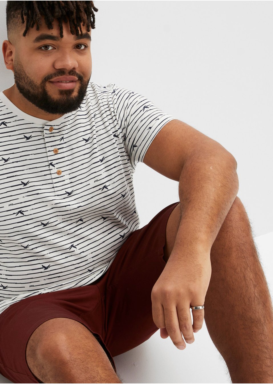 T-shirt col Henley, manches courtes