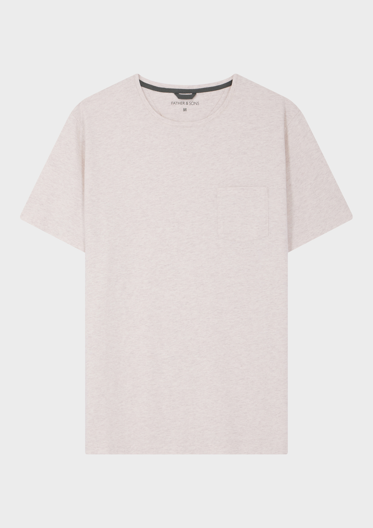 Tee-shirt manches courtes en coton col rond uni beige