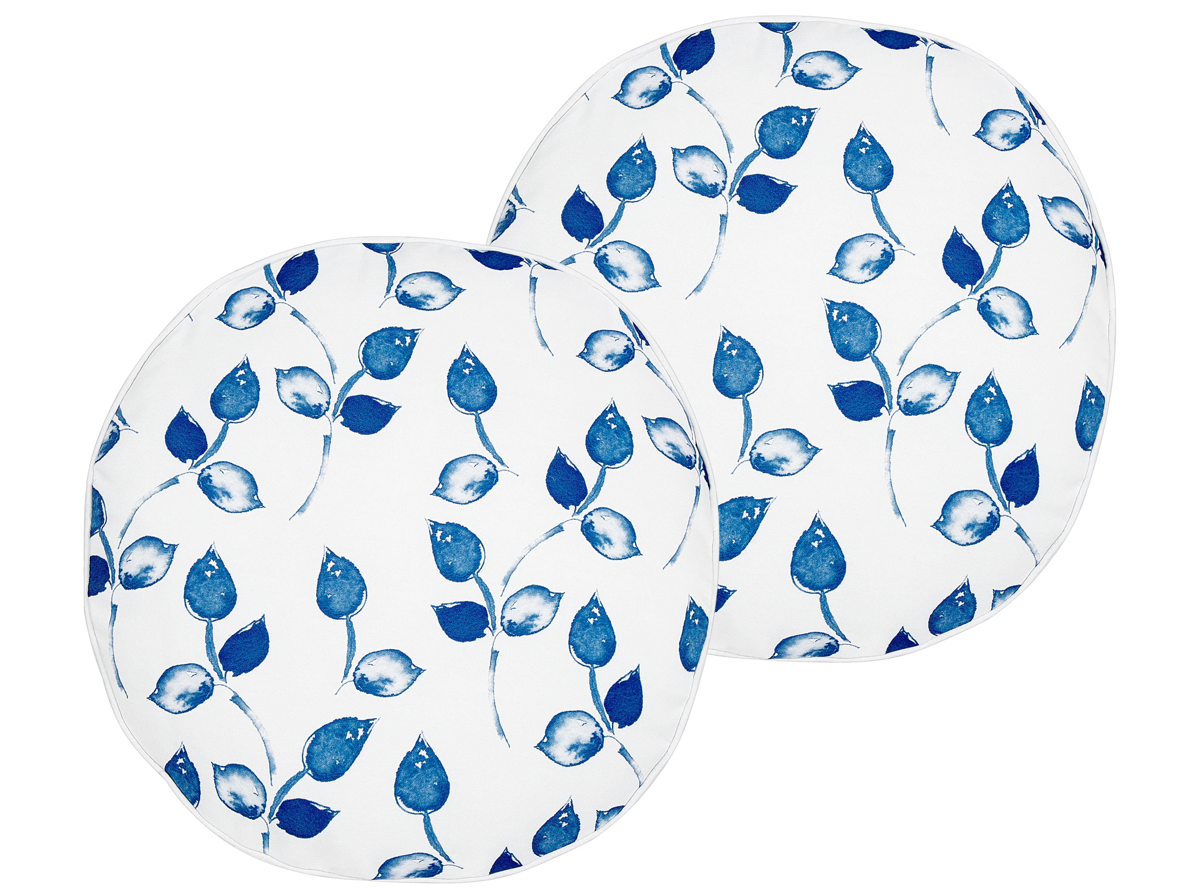 Set van 2 tuinkussens TORBORA bladpatroon 40 x 40 cm Wit Blauw