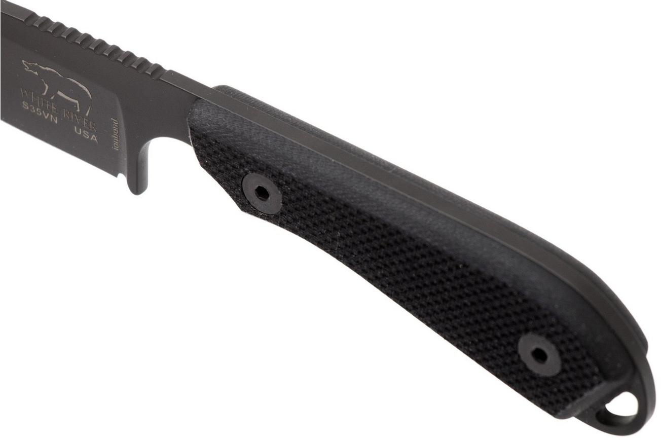 White River Knives M1 Backpacker Pro Black G10, Black Ionbond vaststaand mes, Kydex schede