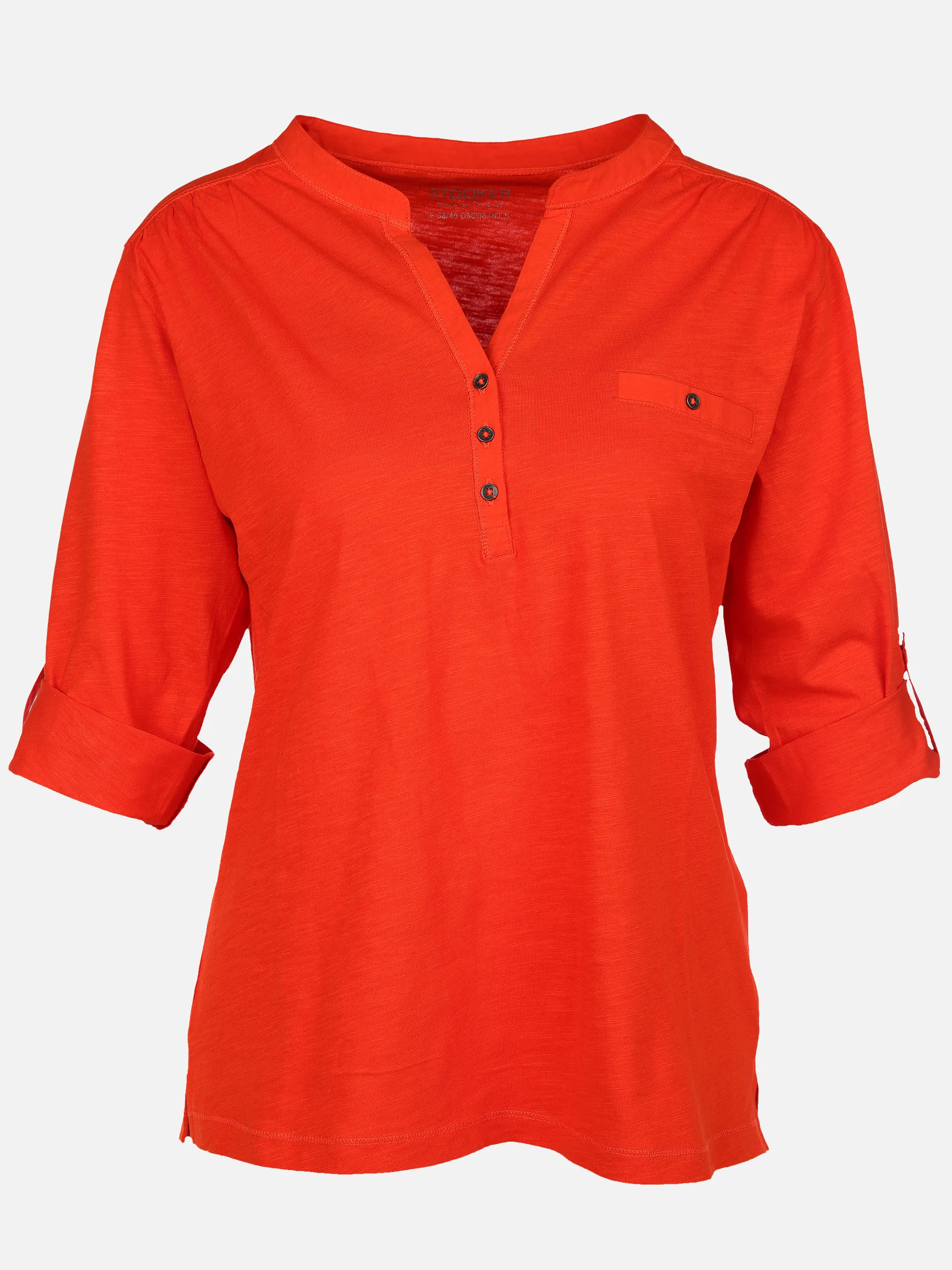Damen Longshirt mit kurzer Knopfleiste
