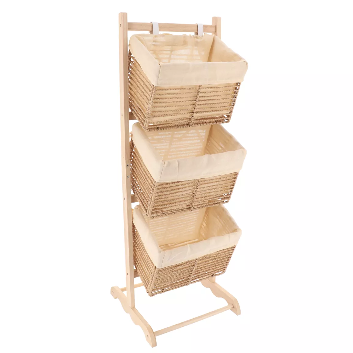 Meuble de rangement 3 paniers inclinés (H102 cm) Paulownia Beige