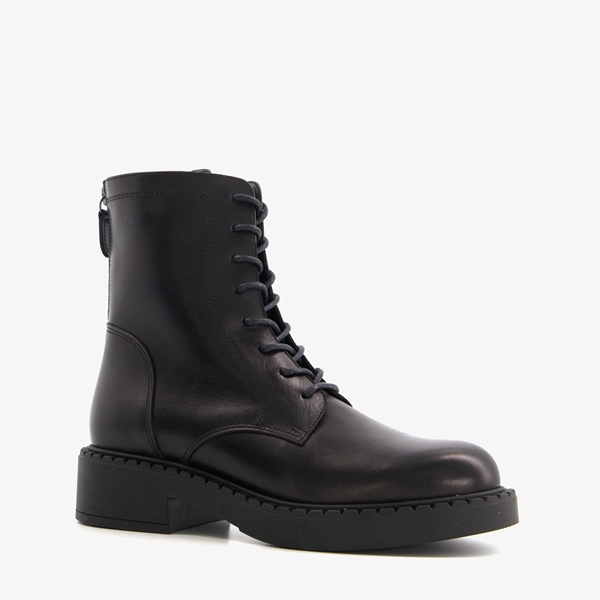 Harper leren dames veterboots met dubbele rits
