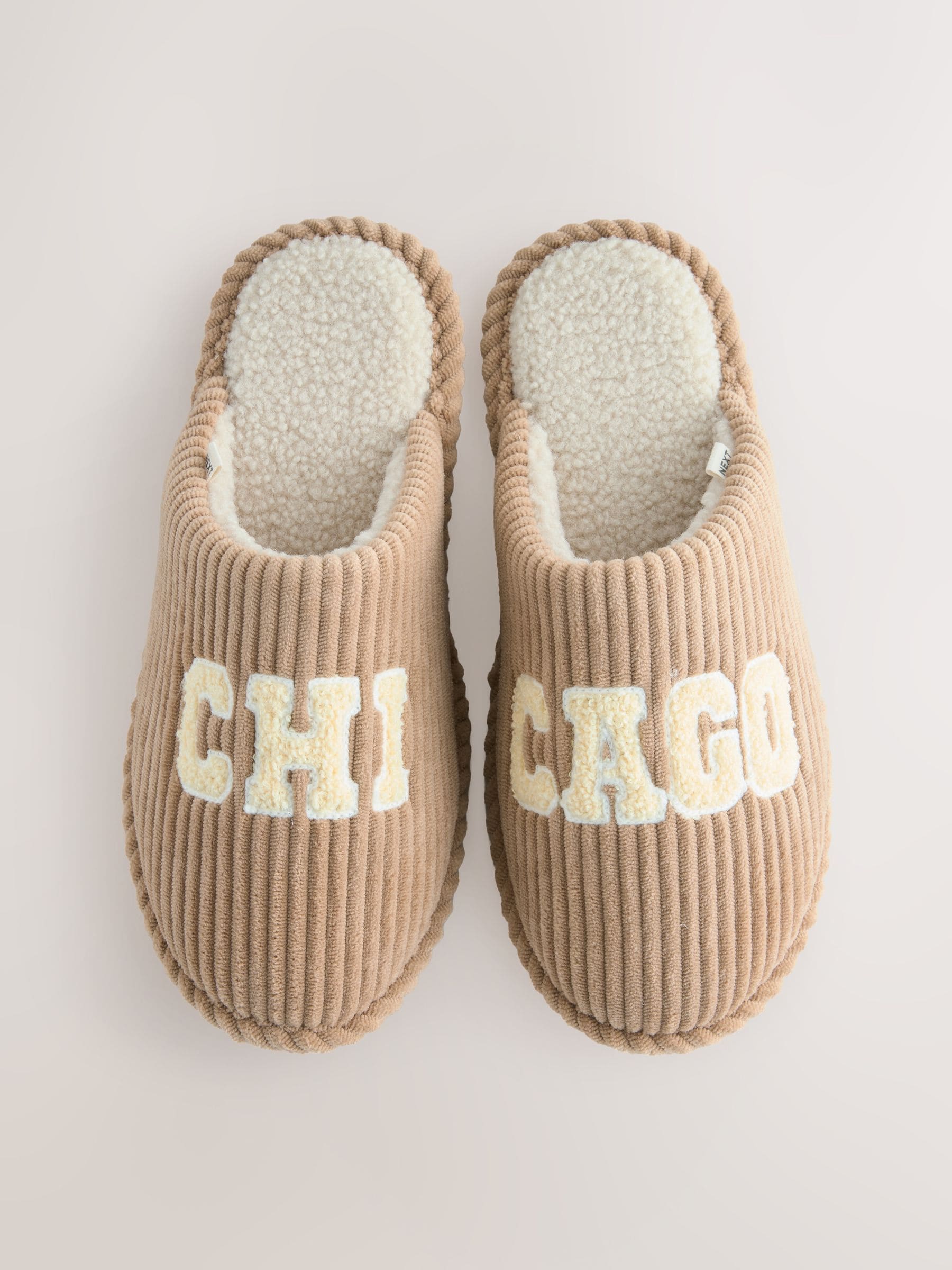 Camel Chicago - Cord Slogan Mule Slippers