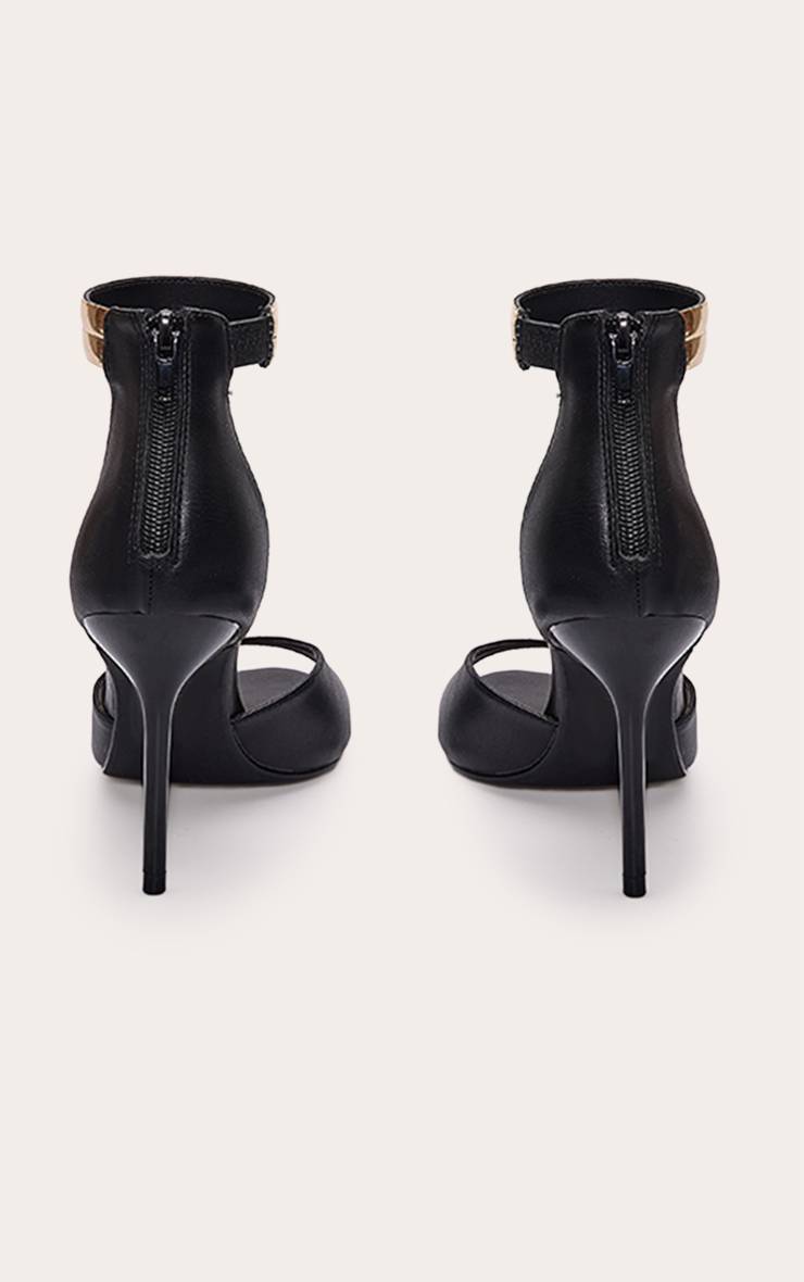 Noir Sandales À Talons En Synthétiquecuir Doré Avec Bride De Cheville