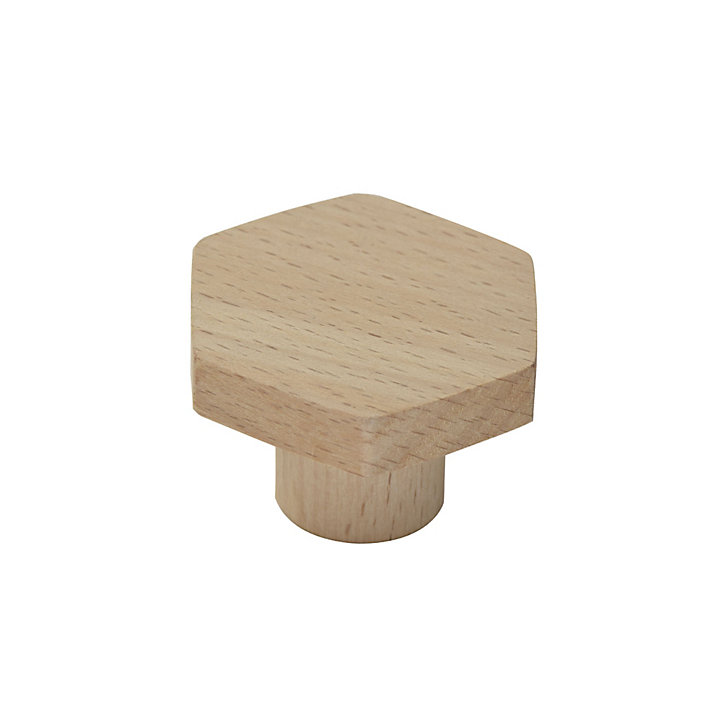 Lot 4 boutons de meuble bois Hexagonal Ø4cm