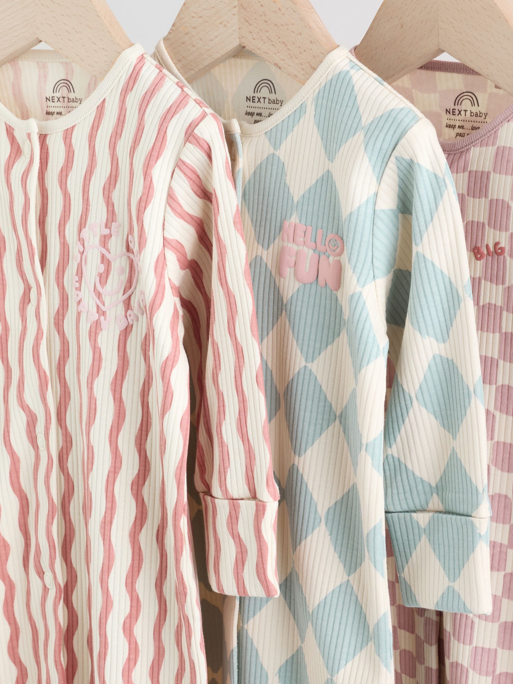 Multi Coloured Checkerboard - Verpakking van 3 babypyjama's (0 mnd-2 jr)