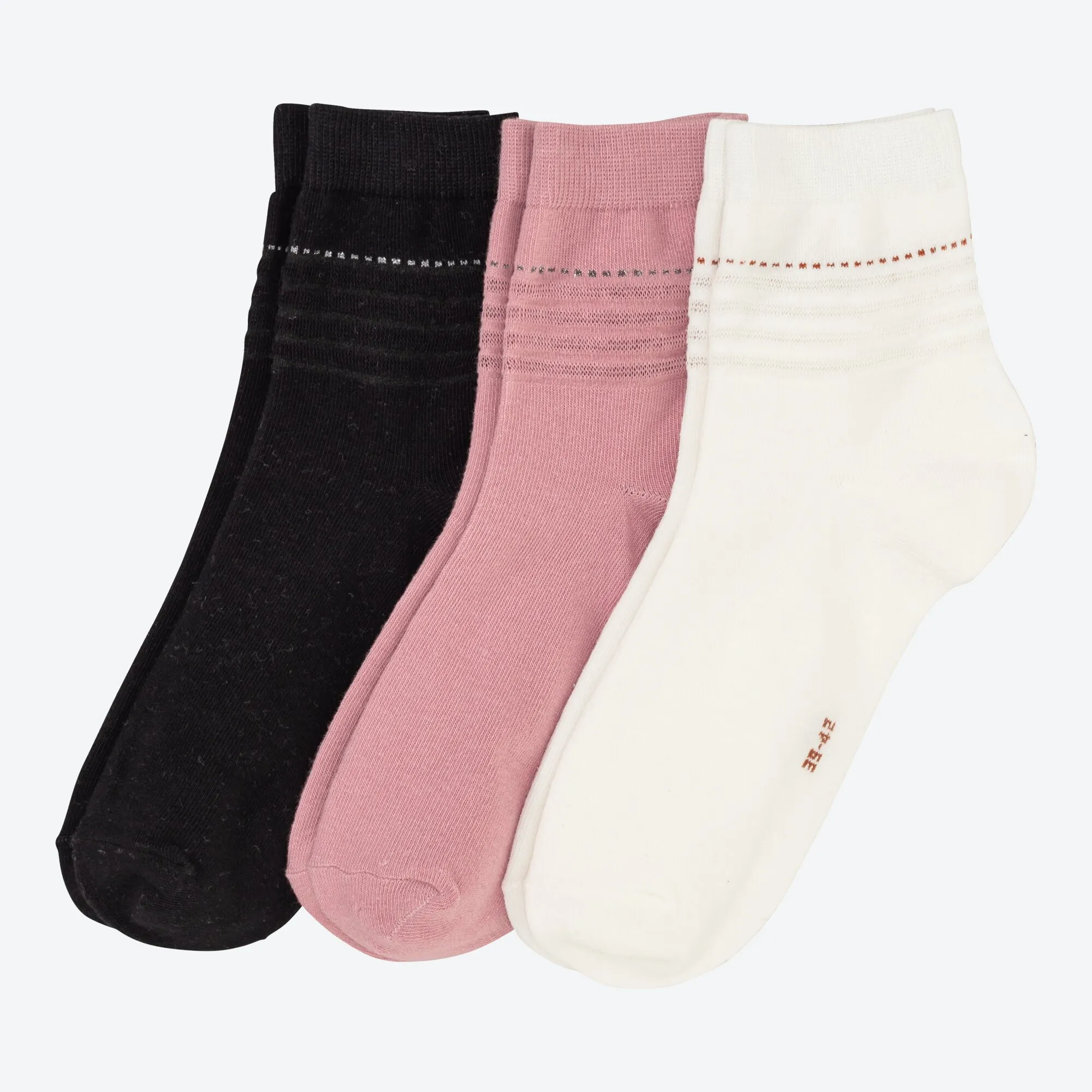 Damen-Kurzschaft-Socken mit Glitzer-Streifen, 3er-Pack