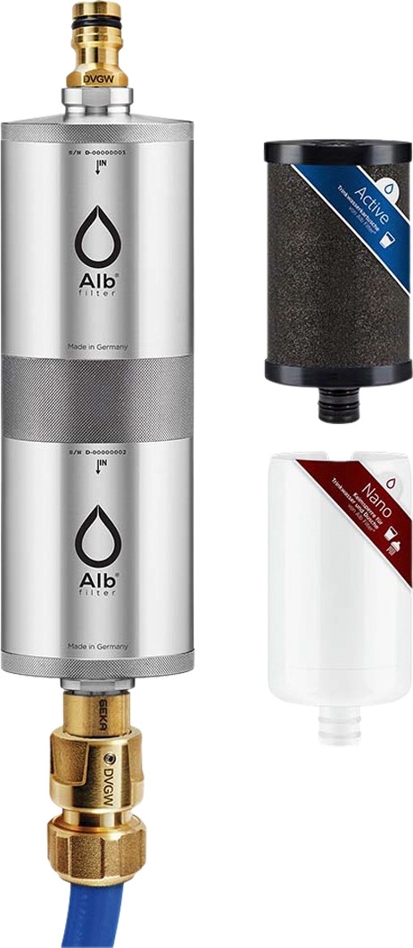 Alb Filter® FUSION Active Nano Trinkwasserfilter Camping-Set: Mobil mit Koffer Edelstahl Natur