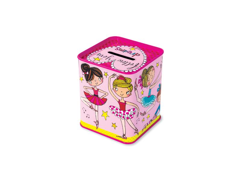 Rachel Ellen Spardose Ballerina, Pink Metalldose perfekt für Ersparnisse