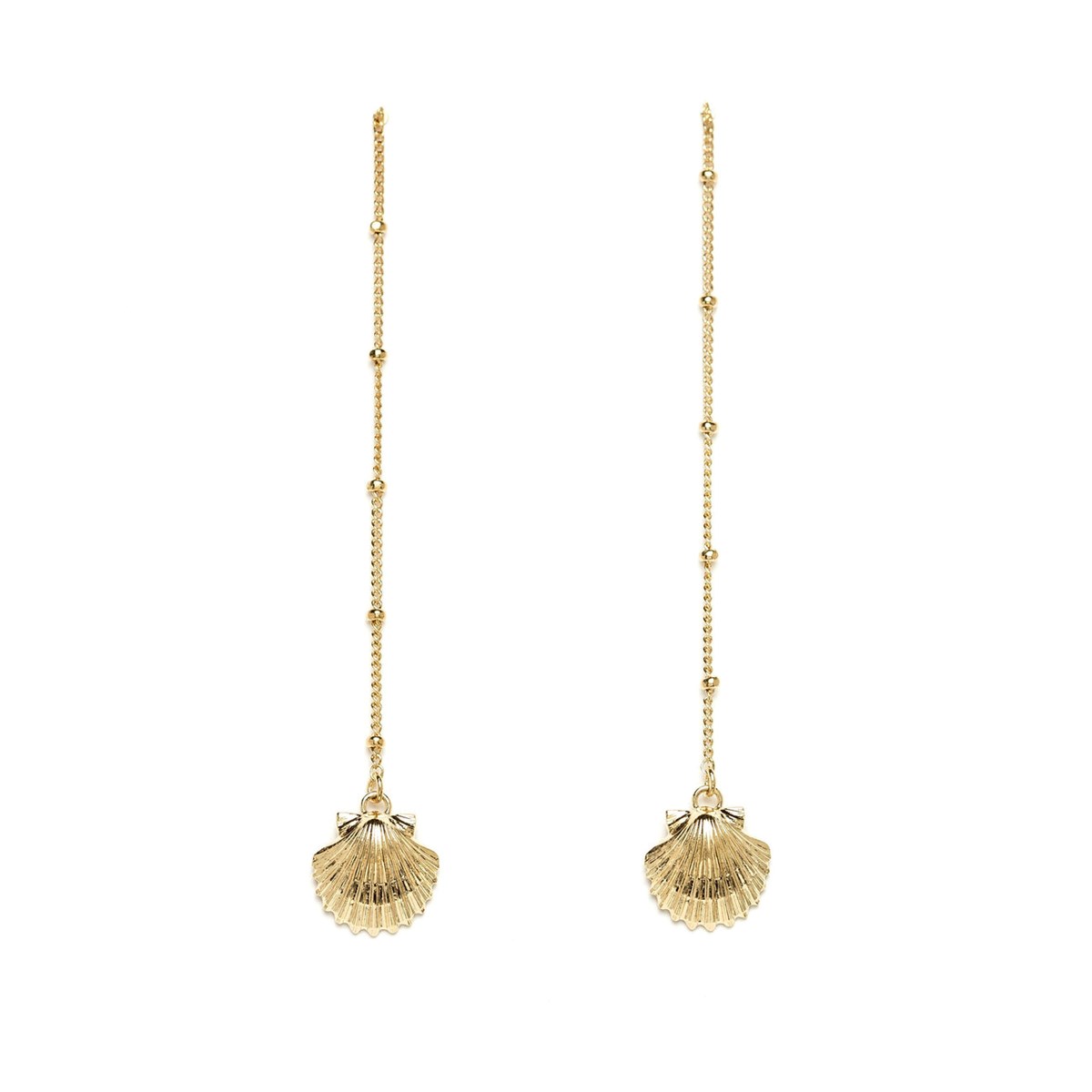 boucles d'oreilles pendantes coquillages doré à l'or fin - NÉRÉE
