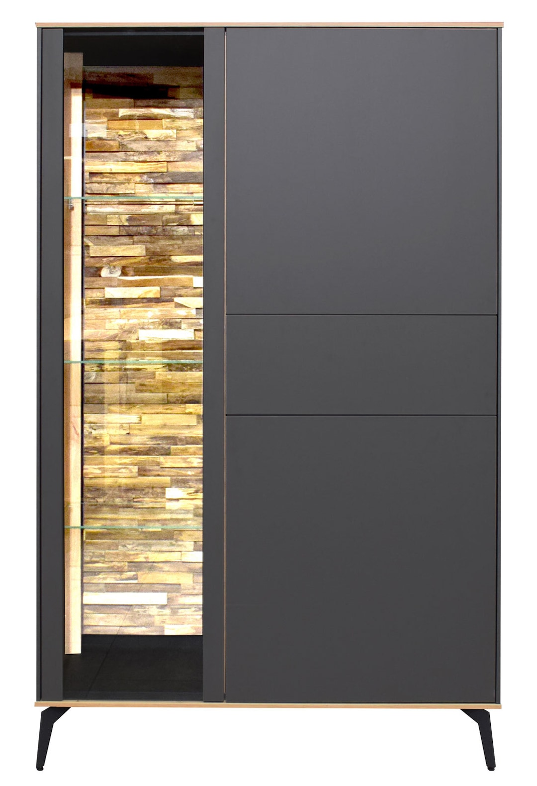 Highboard Como101x145x42 cm Anthrazit matt lack / Asteiche-Dekor