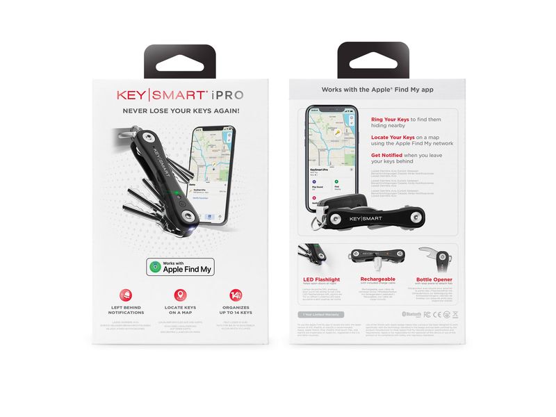 Keysmart iPro, Schwarz Smart Key Organizer, der mit der Apple Find My App funktioniert