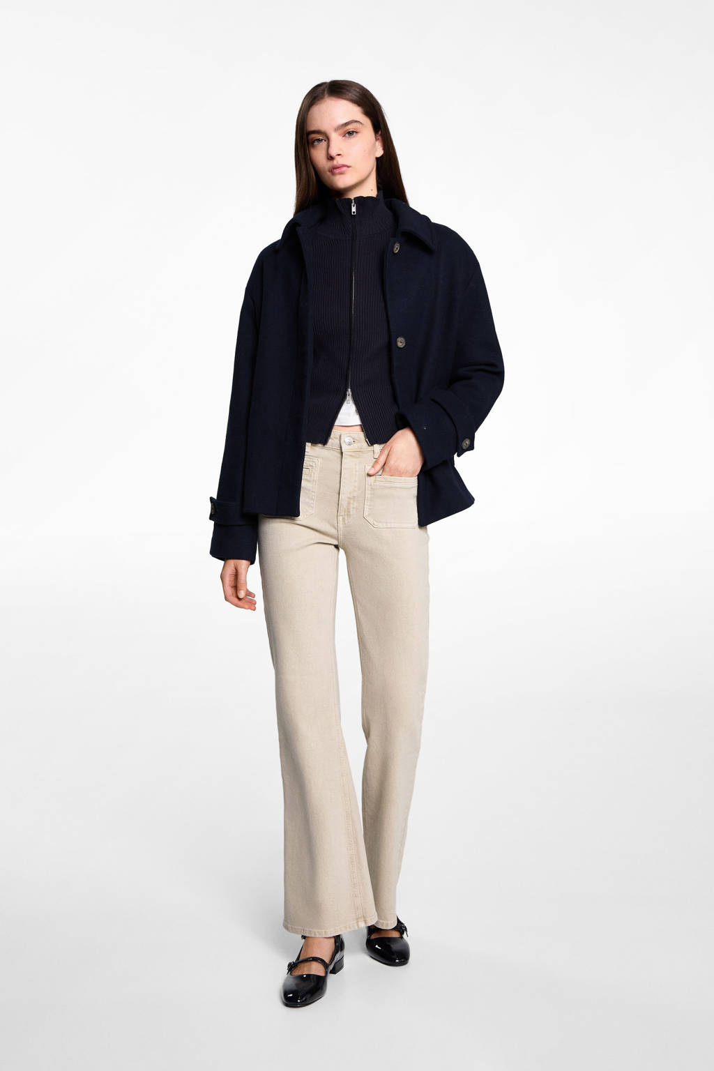 MANGO TEEN flared casual broek beige