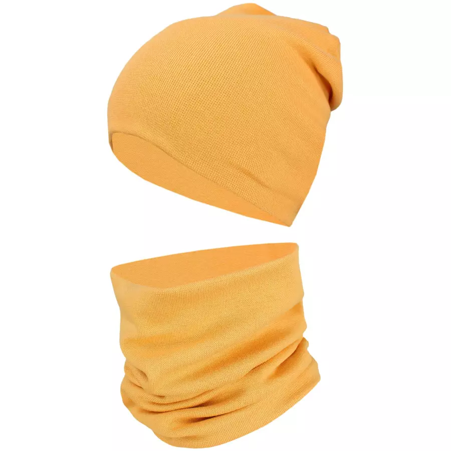TupTam Unisex Kinder Beanie Mütze Schlauchschal Set gelb