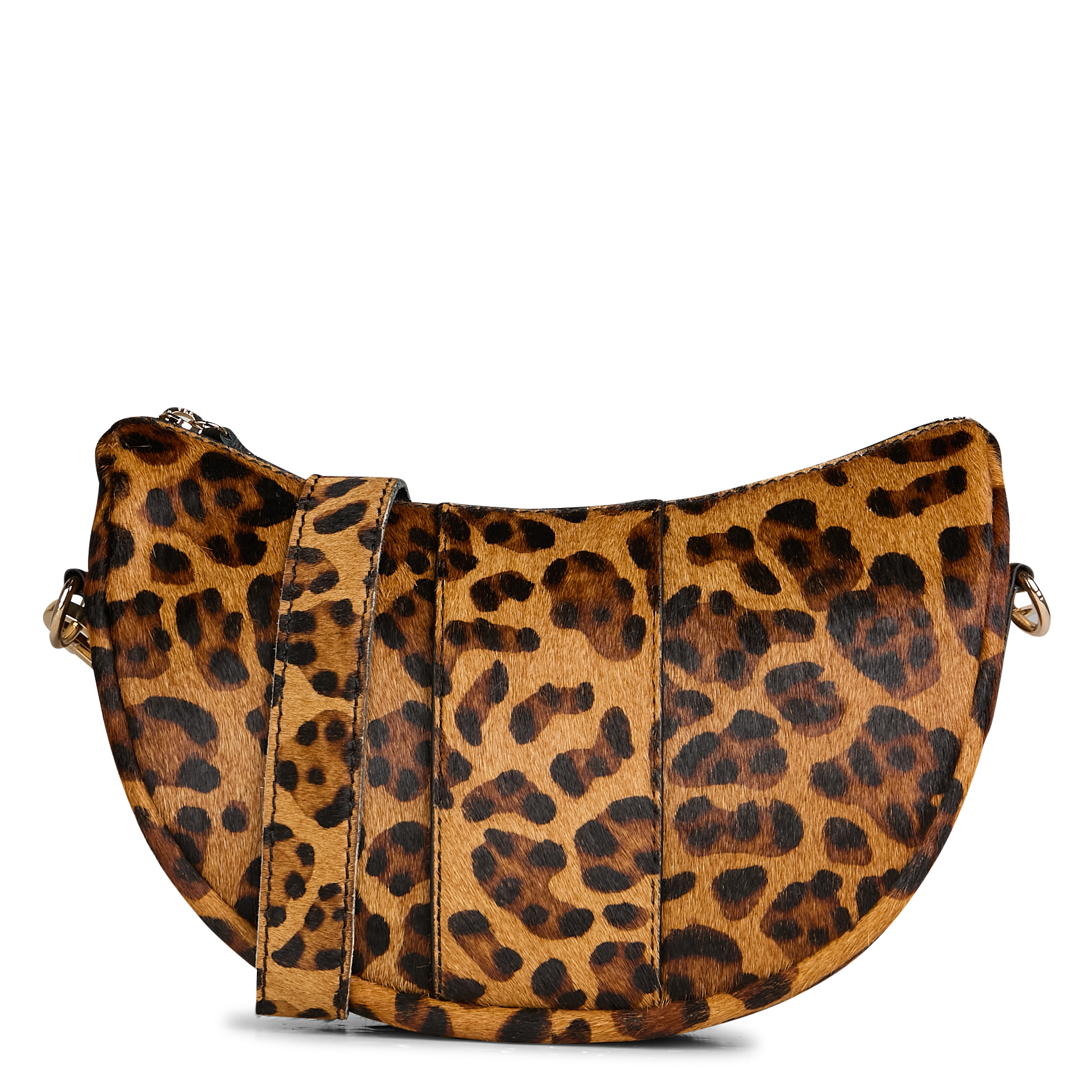 ALBA - Sac bandoulière léopard en cuir poulain | Marron