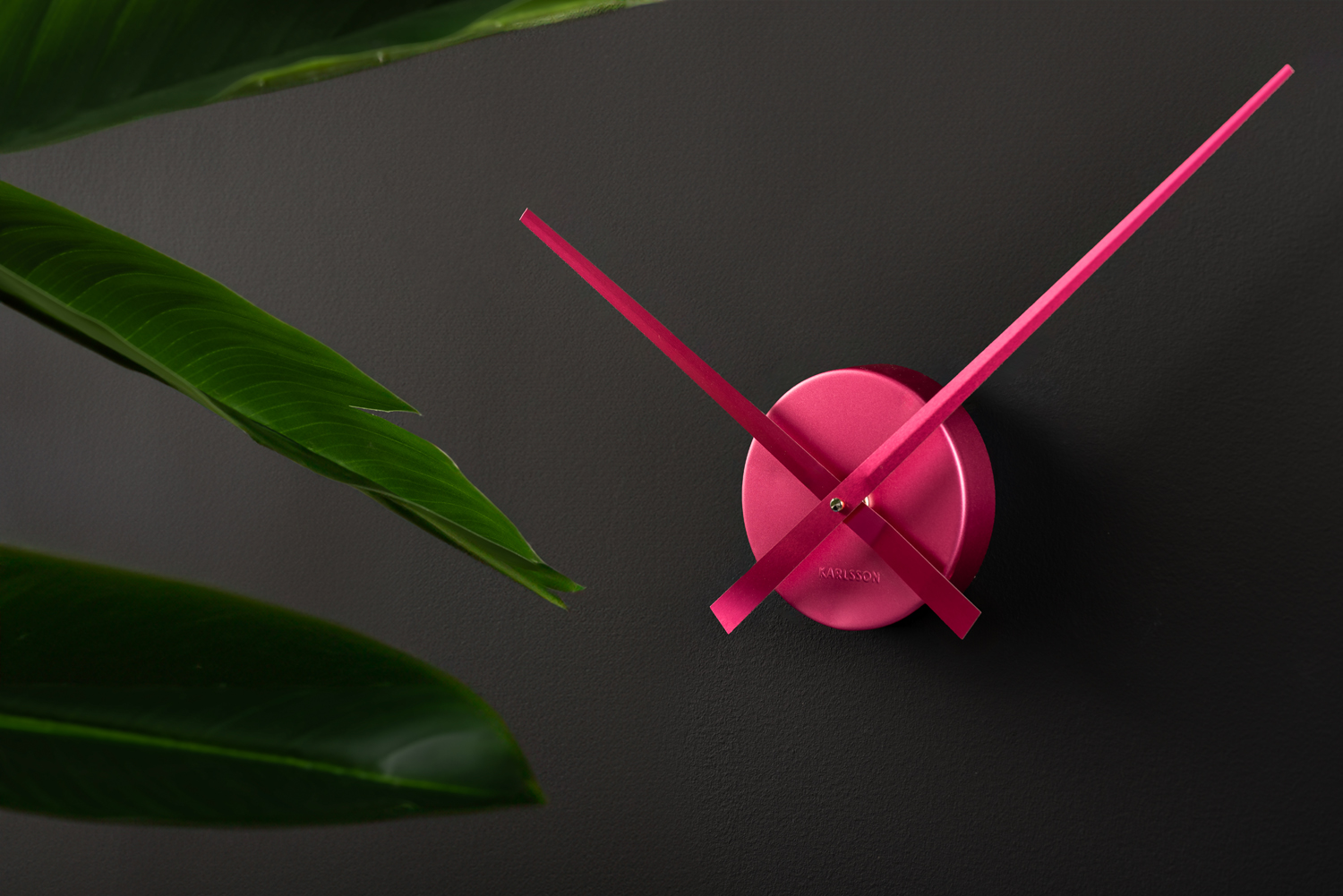 Wall clock Little Big Time Mini metallic dark pink