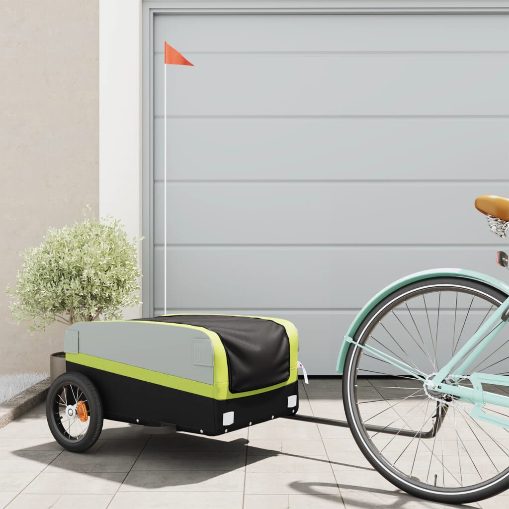 vidaXL Fietskar, zwart en groen, 30 kg, ijzer