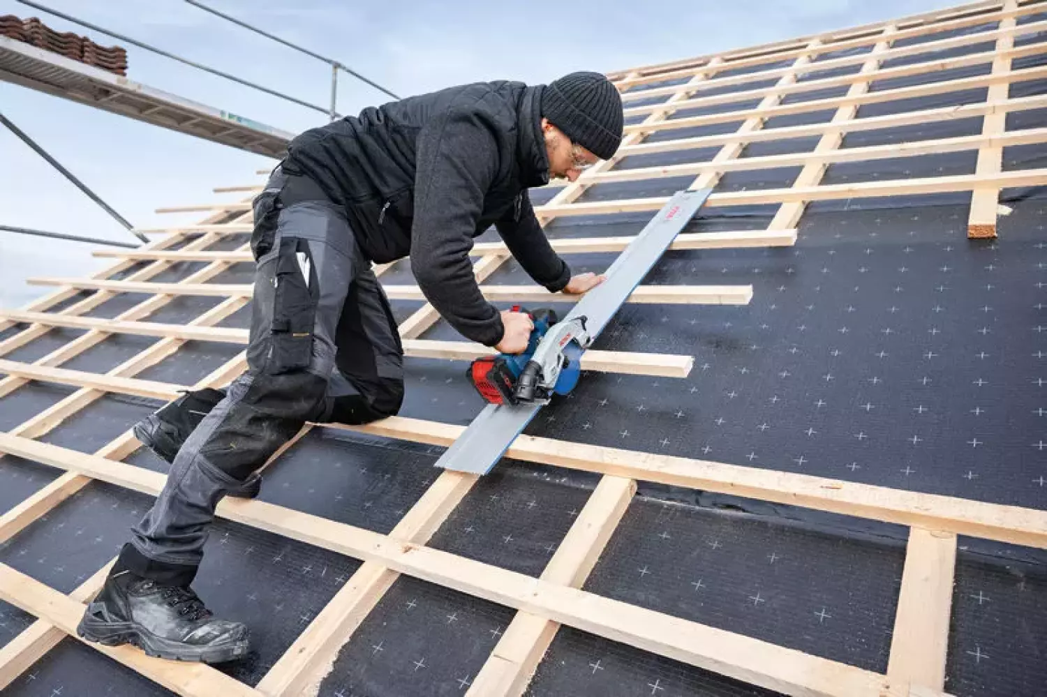 Bosch GKS 18V-57-2 GX 18V accu Afkortzaag voor geleiderail body inclusief FSN X 440 - 165mm