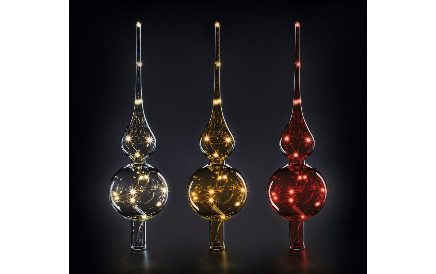 Baumspitze 29 cm, RotEdler Christbaumschmuck aus mundgeblasenem Glas