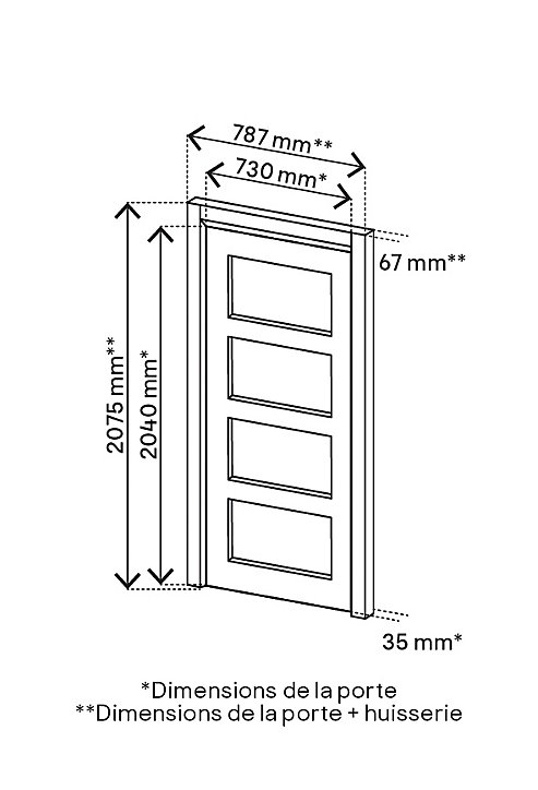 Bloc-porte Connemara H.204 x l.73 cm, poussant droit