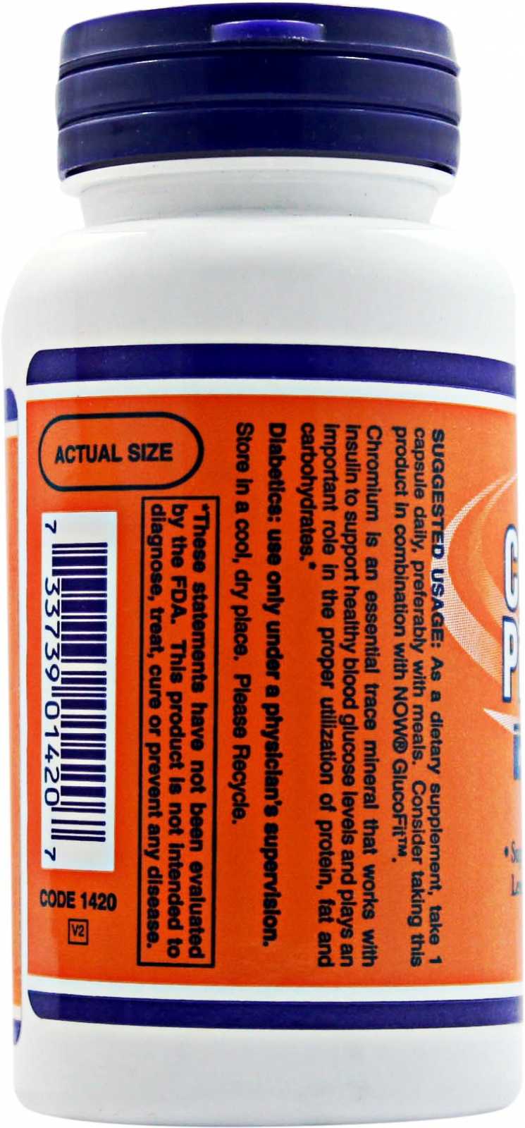 NOW Foods Picolinato de Cromo 200 mcg 100 cápsulas