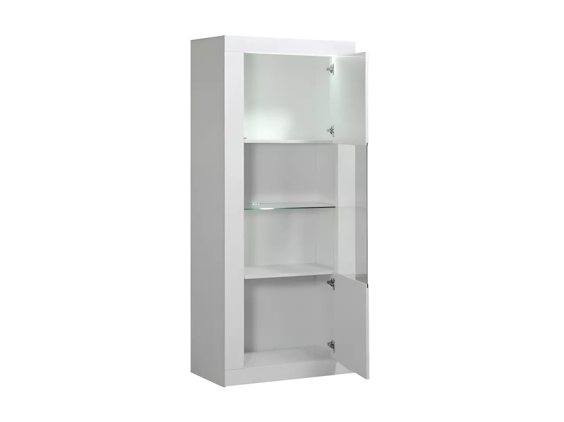 Vitrine 1 porte Laqué Blanc à LEDs - MARKS