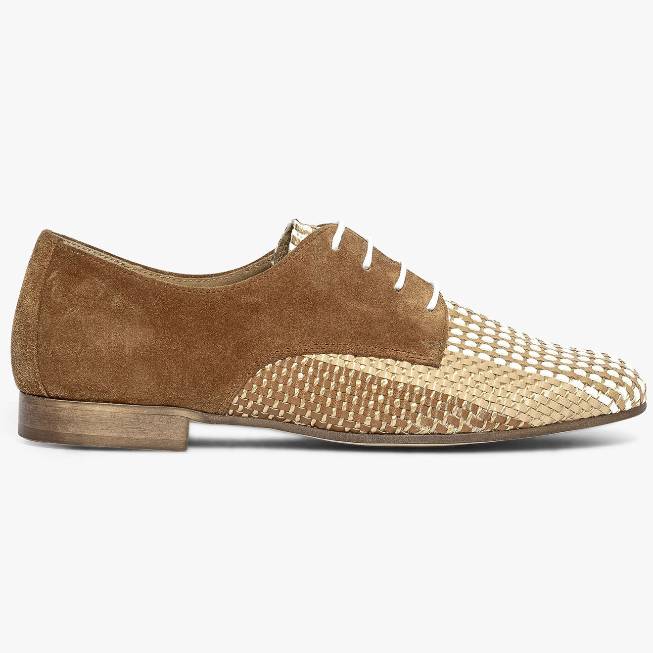 Bocage Derbies en Velours de Cuir bimatières Arel cognac