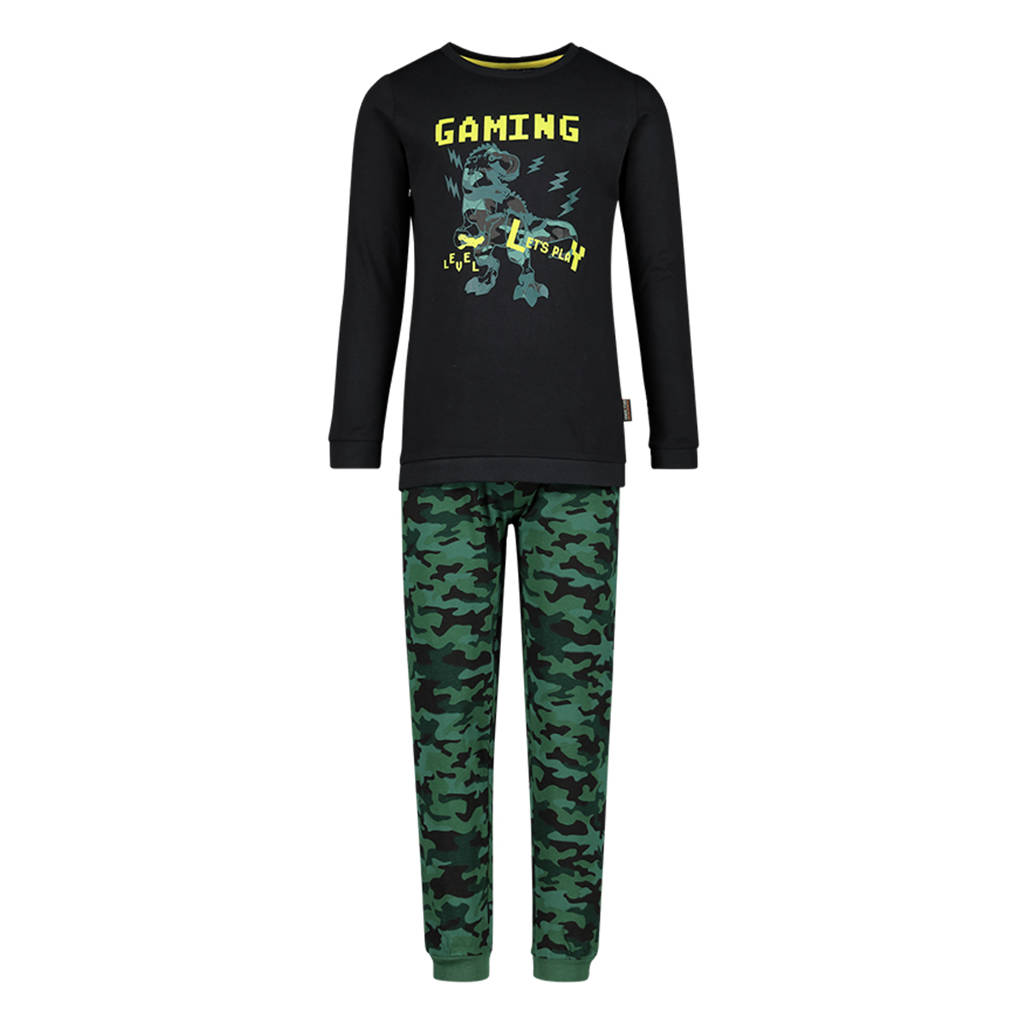 Orange Stars pyjama met printopdruk zwart/camouflage