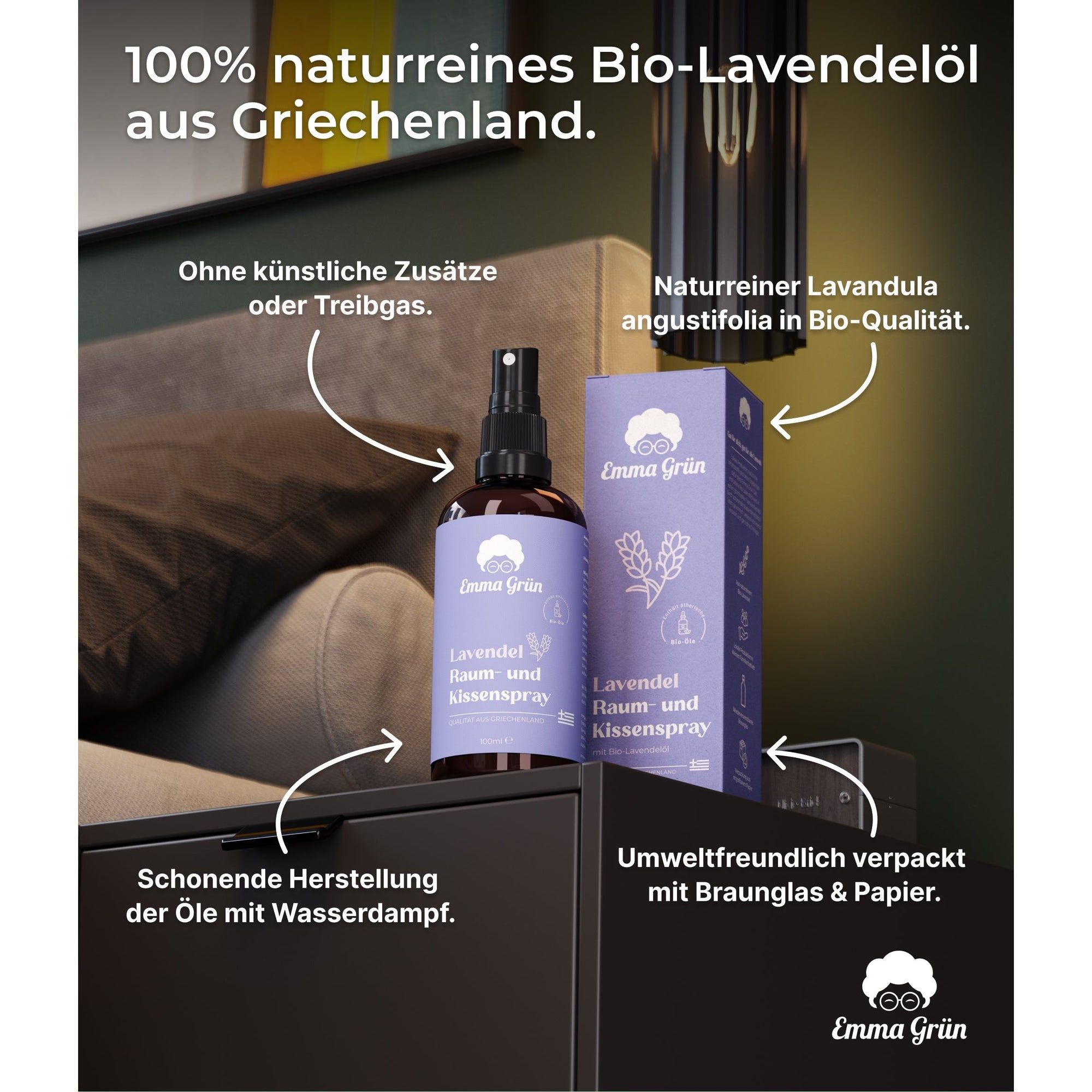 Emma Grün® Lavendel Liebe Spar-Set mit Bio-Lavendelöl & Kissenspray Bio