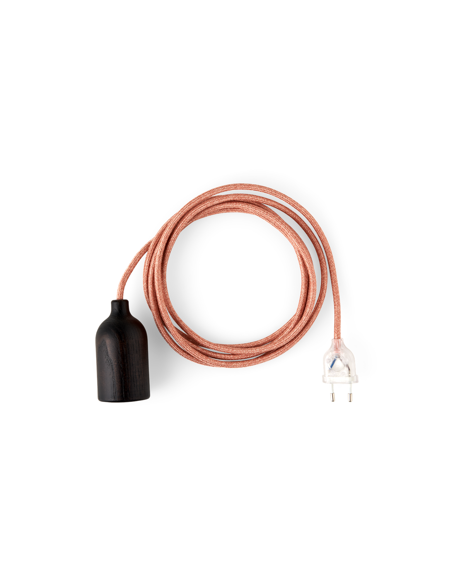 Plug-in pendellampe Wenge | Tekstilkabel/birketræ og termoplastisk fatning.  2,5 m. E27. | Orange, Dark Wood | Creative Cables