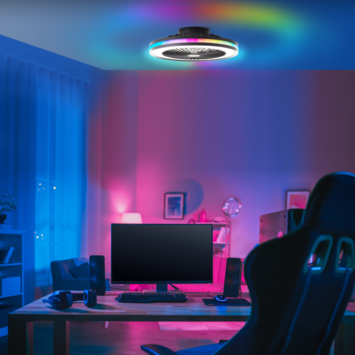 Brilliant plafondventilator Palermo met lamp en RGB functie 40W zwart