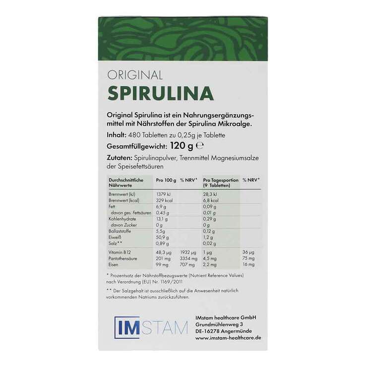 Original Spirulina Tabletten, 480 St