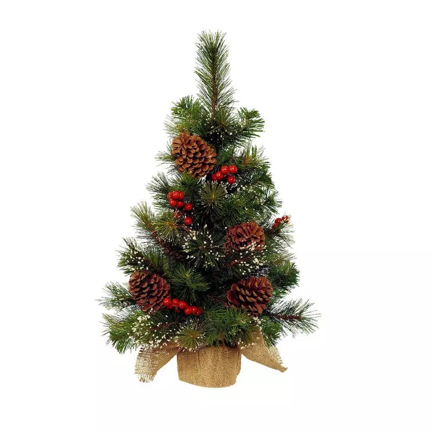 Sapin artificiel de table (H60 cm) Pomme de pin Vert enneigé
