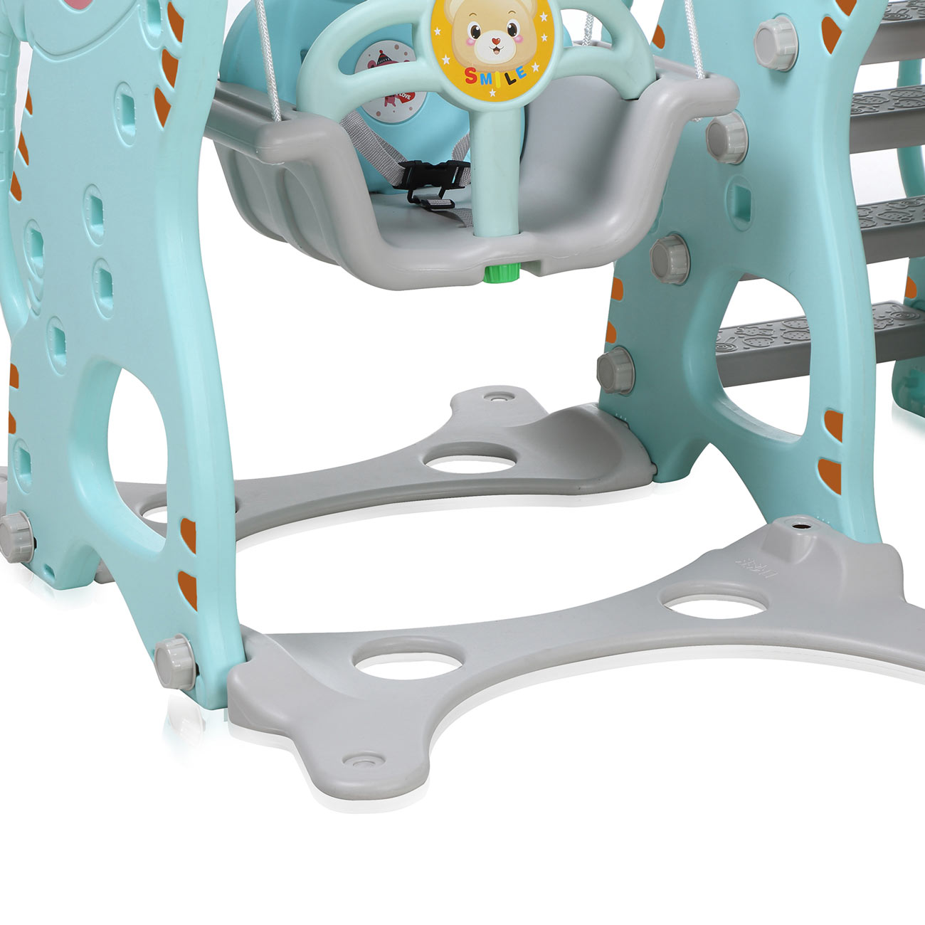 Baby Vivo Spielplatzschaukel / Spielgerüst mit Rutsche für Indoor Outdoor in Türkis / Grau