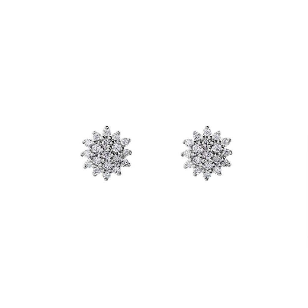 Boucles D'oreilles Puces Platine Alden Diamants