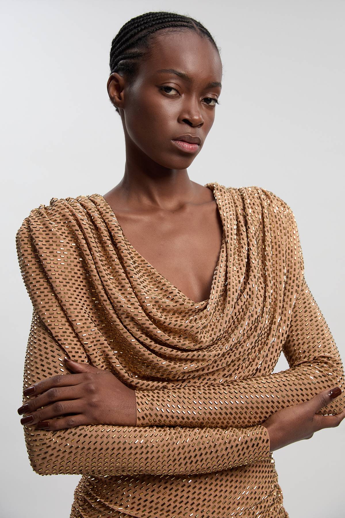 KarenMillen Robe Courte En Jersey À Col Bénitier Ornée De Cristaux Premium