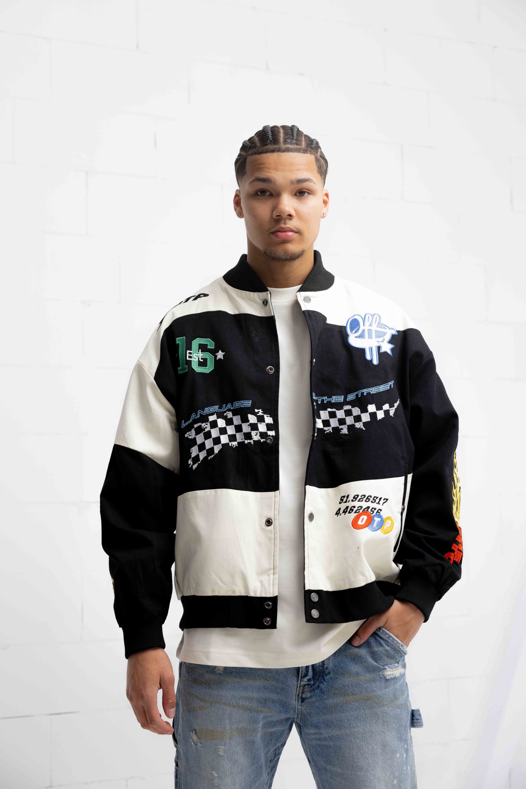 Off The Pitch Racer Varsity Jack Heren Zwart