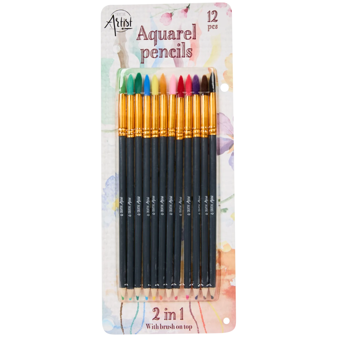 Crayons et pinceaux aquarelle 2-en-1
