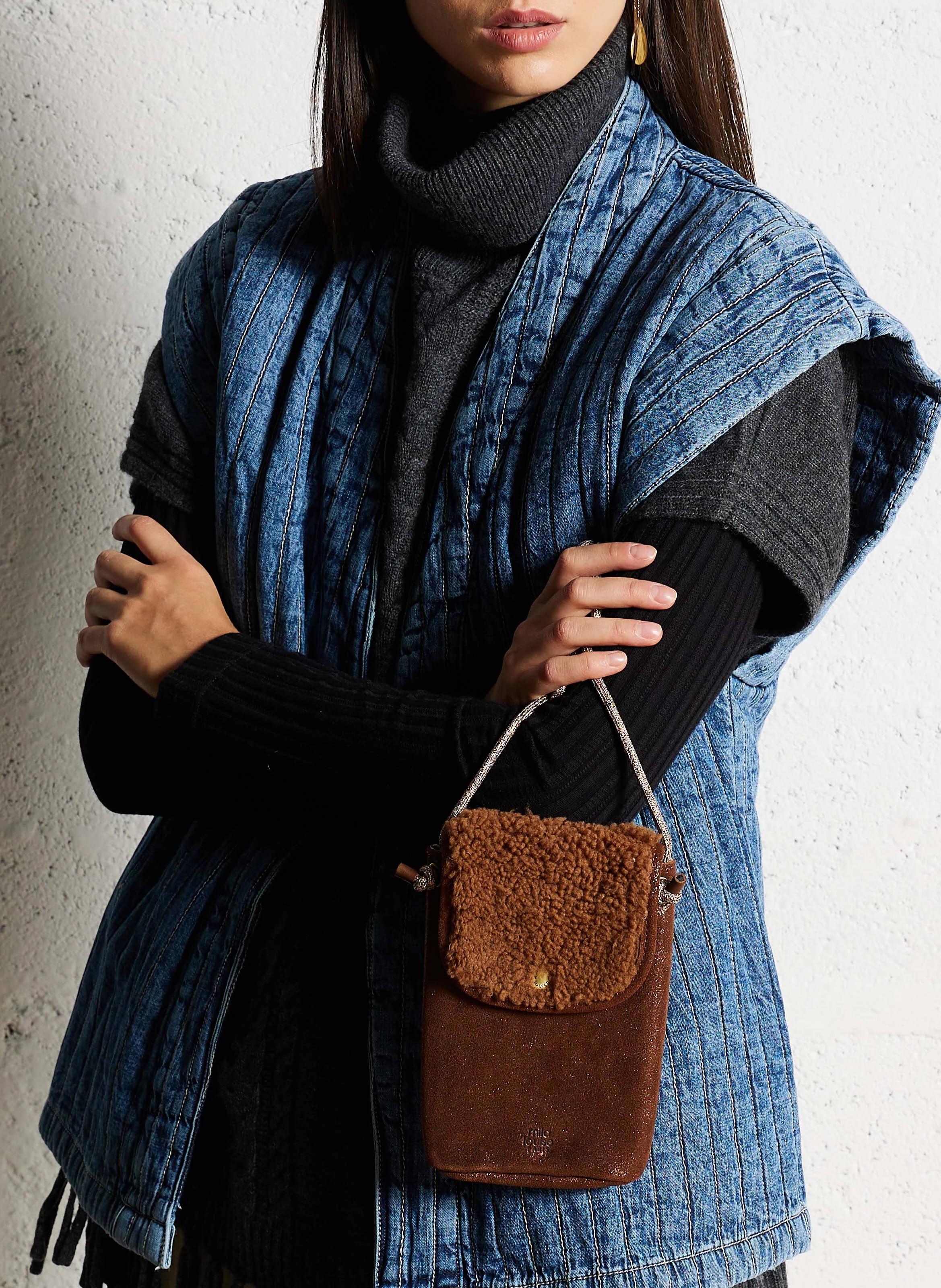 ROEL - Pochette pour smartphone en cuir | Marron