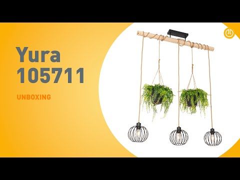 Landelijke hanglamp zwart met hout 3-lichts - Yura